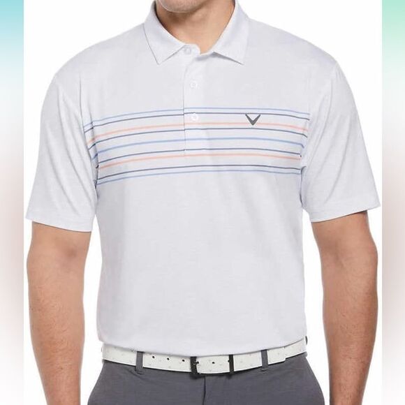 Callaway Men’s‎ Performance Golf Polo opti dri Chest Stripe White XL - Picture 1 of 8
